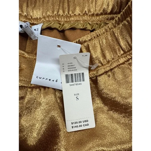 NWT Anthropologie Current Air Satin High-Rise Wide-Leg Pants Women's Small Gold‎ - Picture 6 of 13